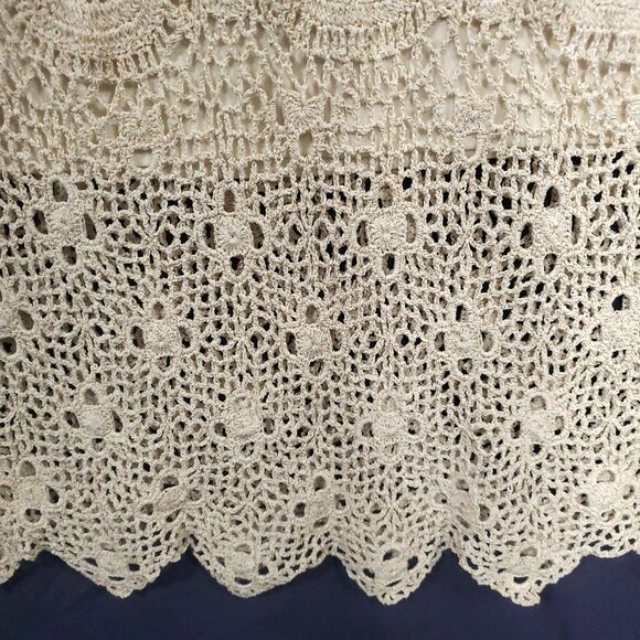 Damee Crocheted Ivory Midi Skirt Bohemian Style w/Elastic Waist Size 3X Lined - Picture 3 of 8